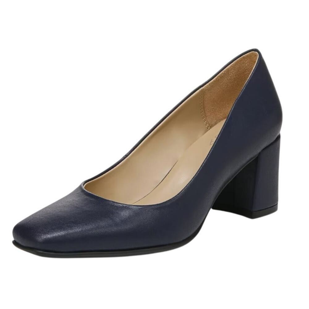 Naturalizer Womens Warner Pumps Size 7 WIDE EU 37.5 Navy Blue Heels Slip On NWOB